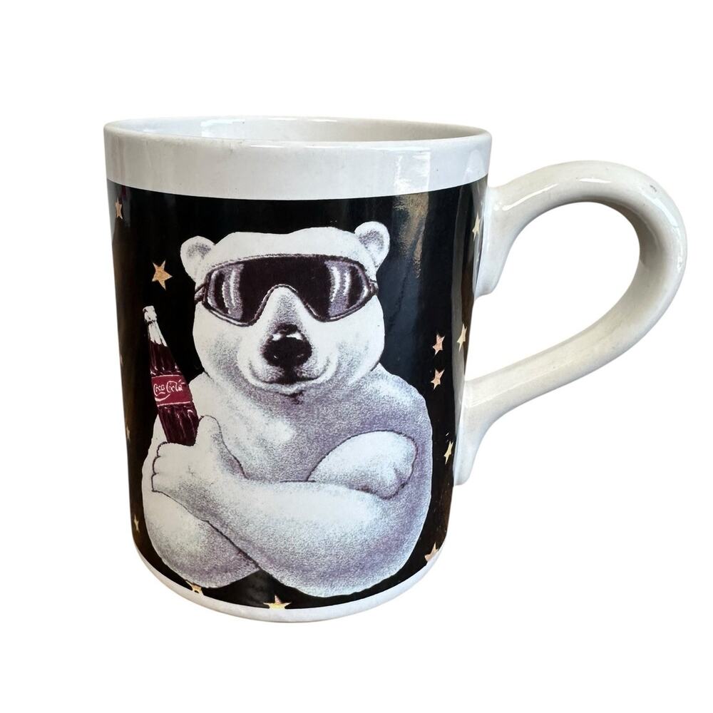 Vintage 1996 Gibson Coca Cola Polar Bear Stars Coffee Tea Hot Chocolate Mug Cup